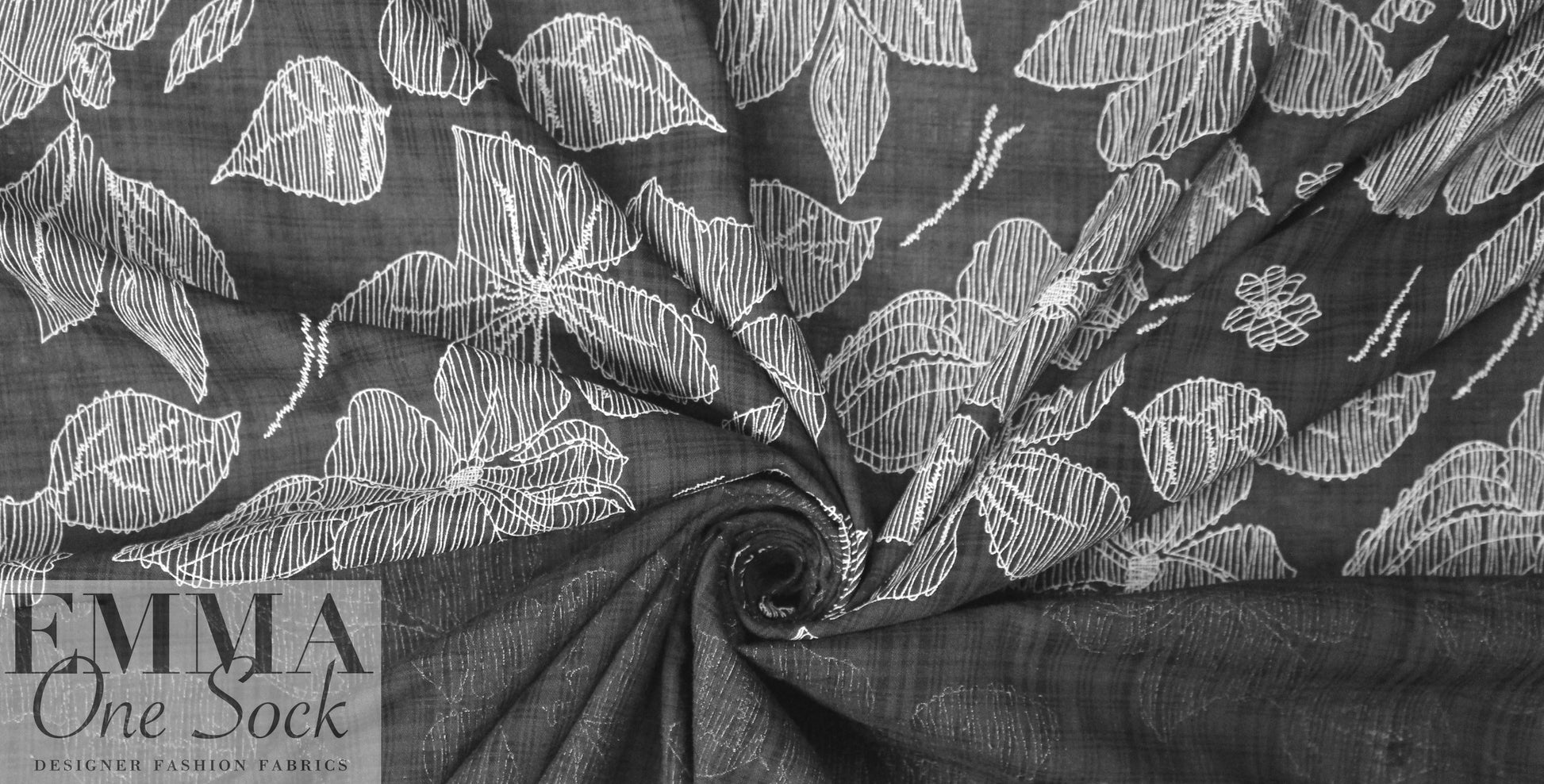 embroidery look cotton/rayon voile woven - flowers