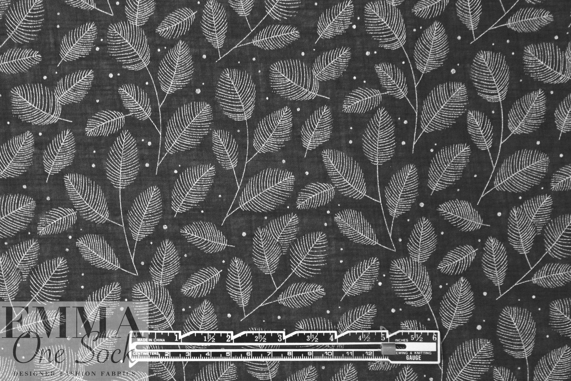 embroidery look cotton/rayon voile woven - leaves