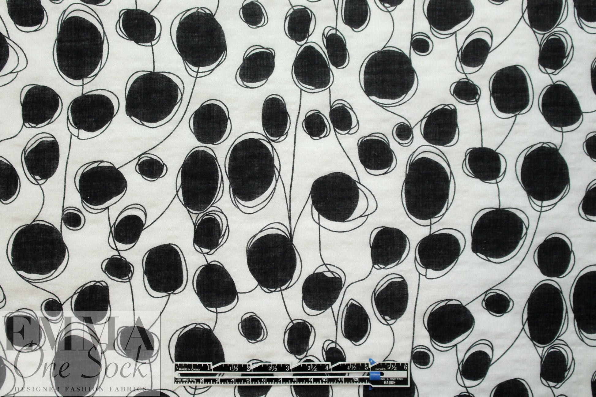 'Boba' cotton/linen lightweight woven - black on white