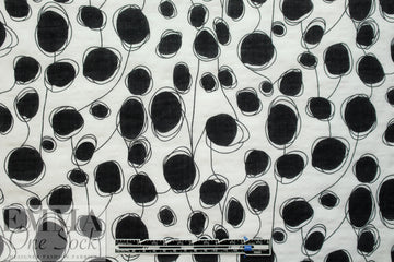 'Boba' cotton/linen lightweight woven - black on white