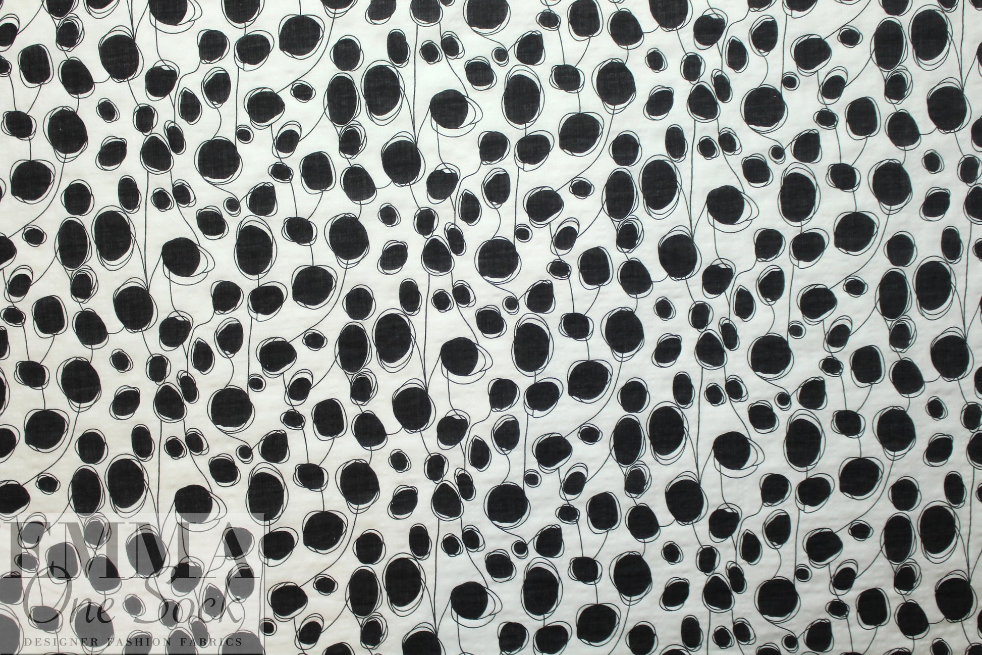 'Boba' cotton/linen lightweight woven - black on white