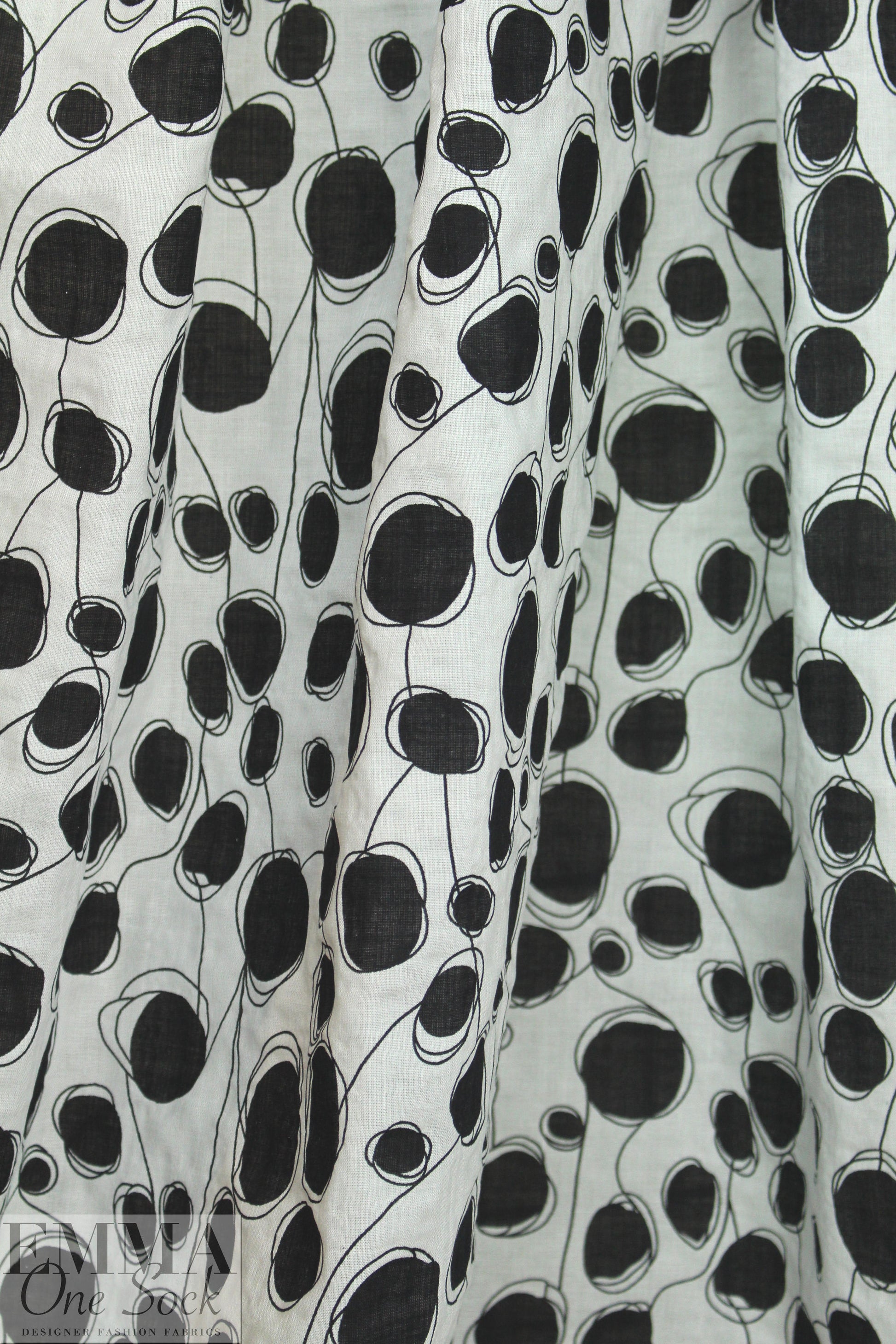 'Boba' cotton/linen lightweight woven - black on white