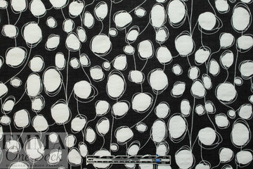 'Boba' cotton/linen lightweight woven - white on black