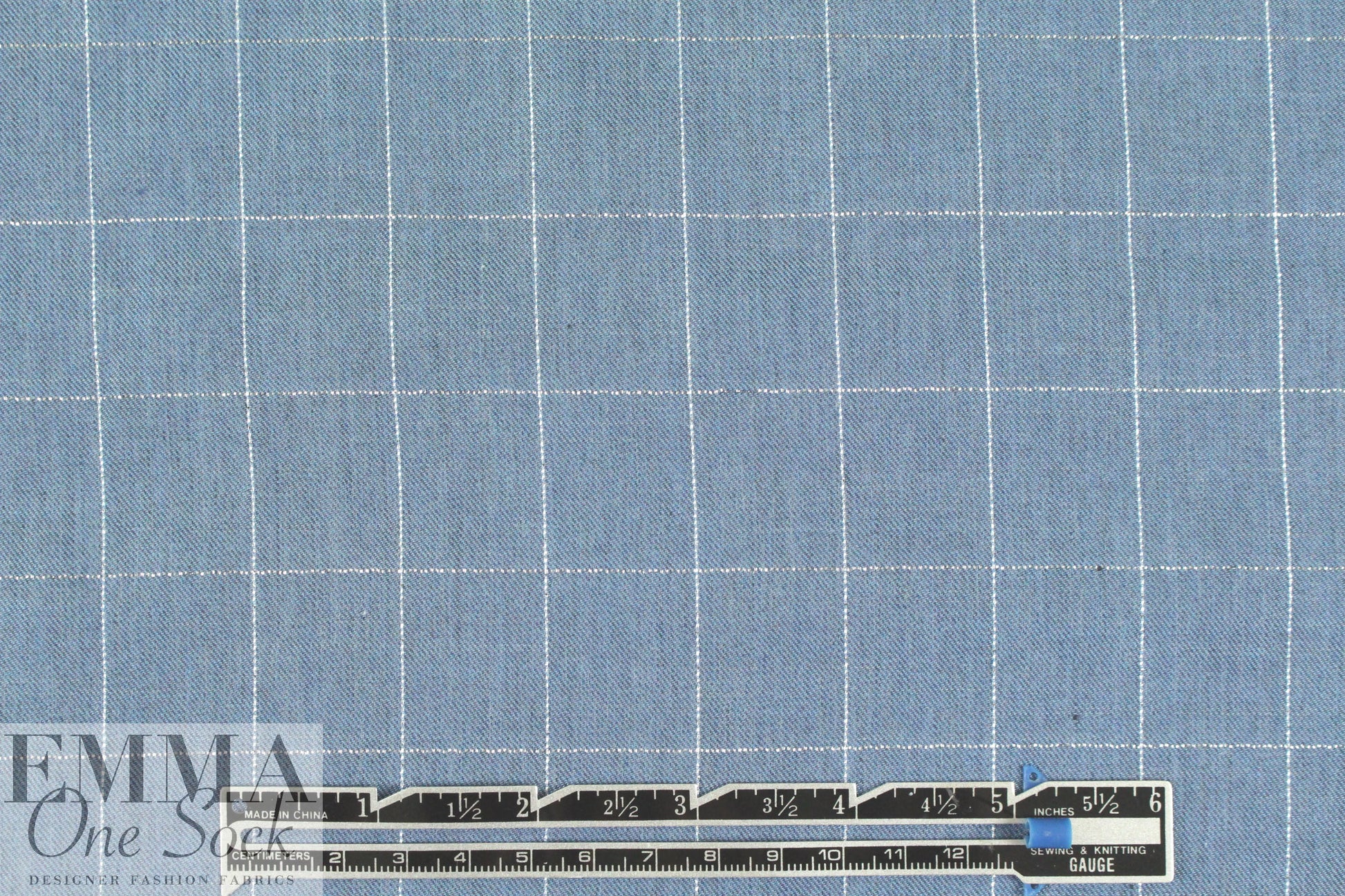 French chambray/metallic windowpane cotton blend shirting .66 yds