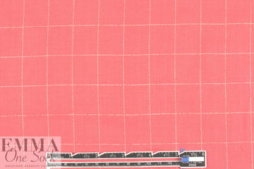 French coral/metallic windowpane cotton blend shirting