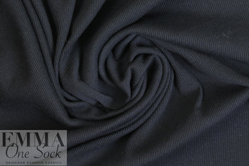 NY designer black cotton 2x2 micro ribbed knit