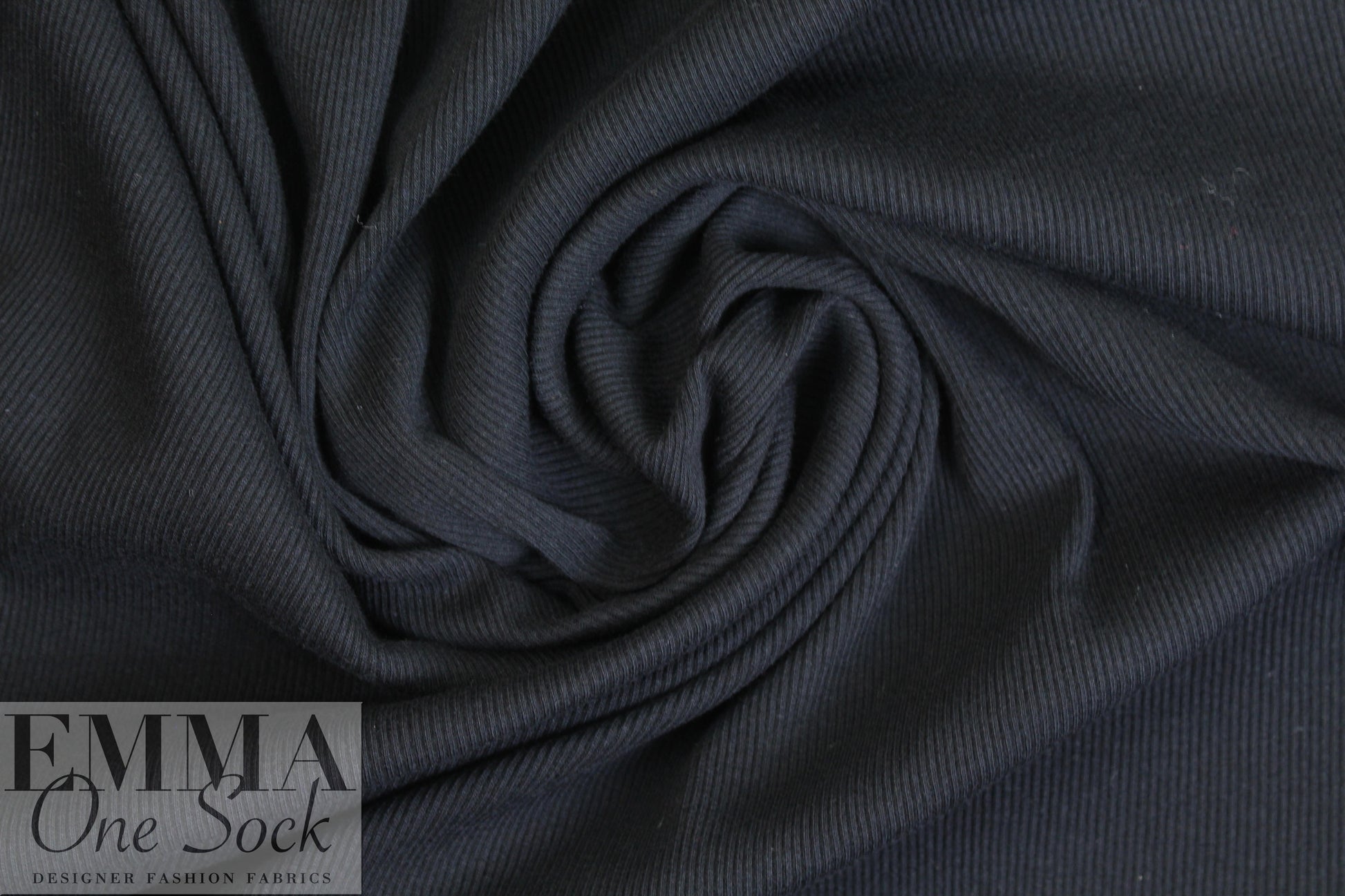 NY designer black cotton 2x2 micro ribbed knit 1.75 yds