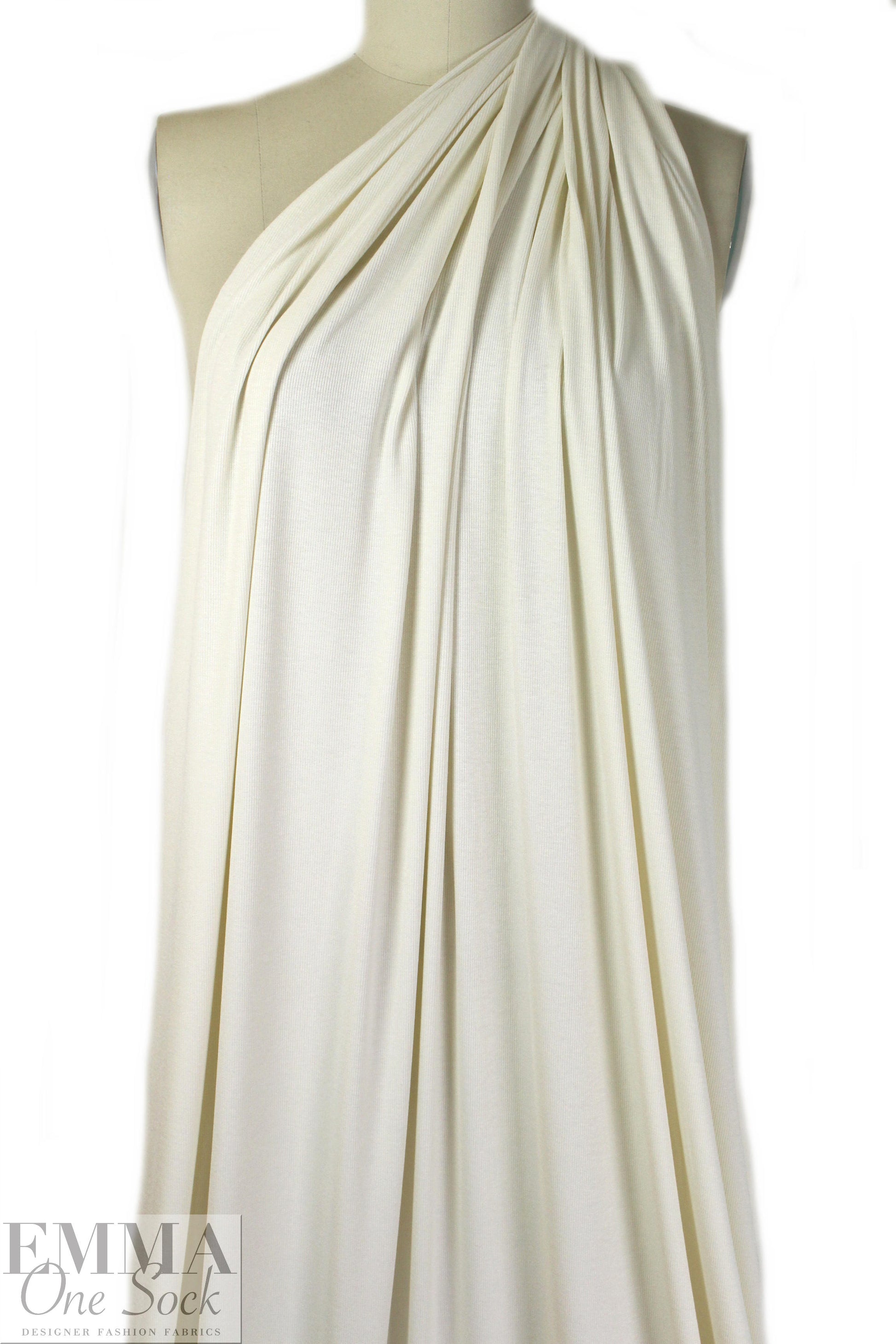 NY designer creamy ivory cotton 2x2 micro ribbed knit