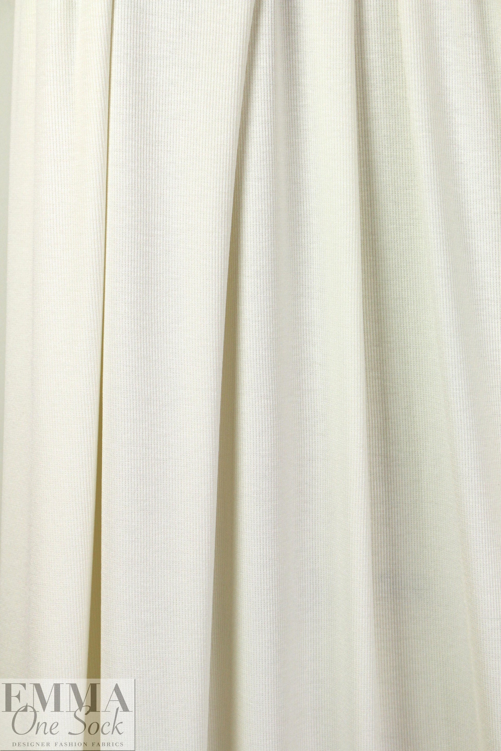 NY designer creamy ivory cotton 2x2 micro ribbed knit
