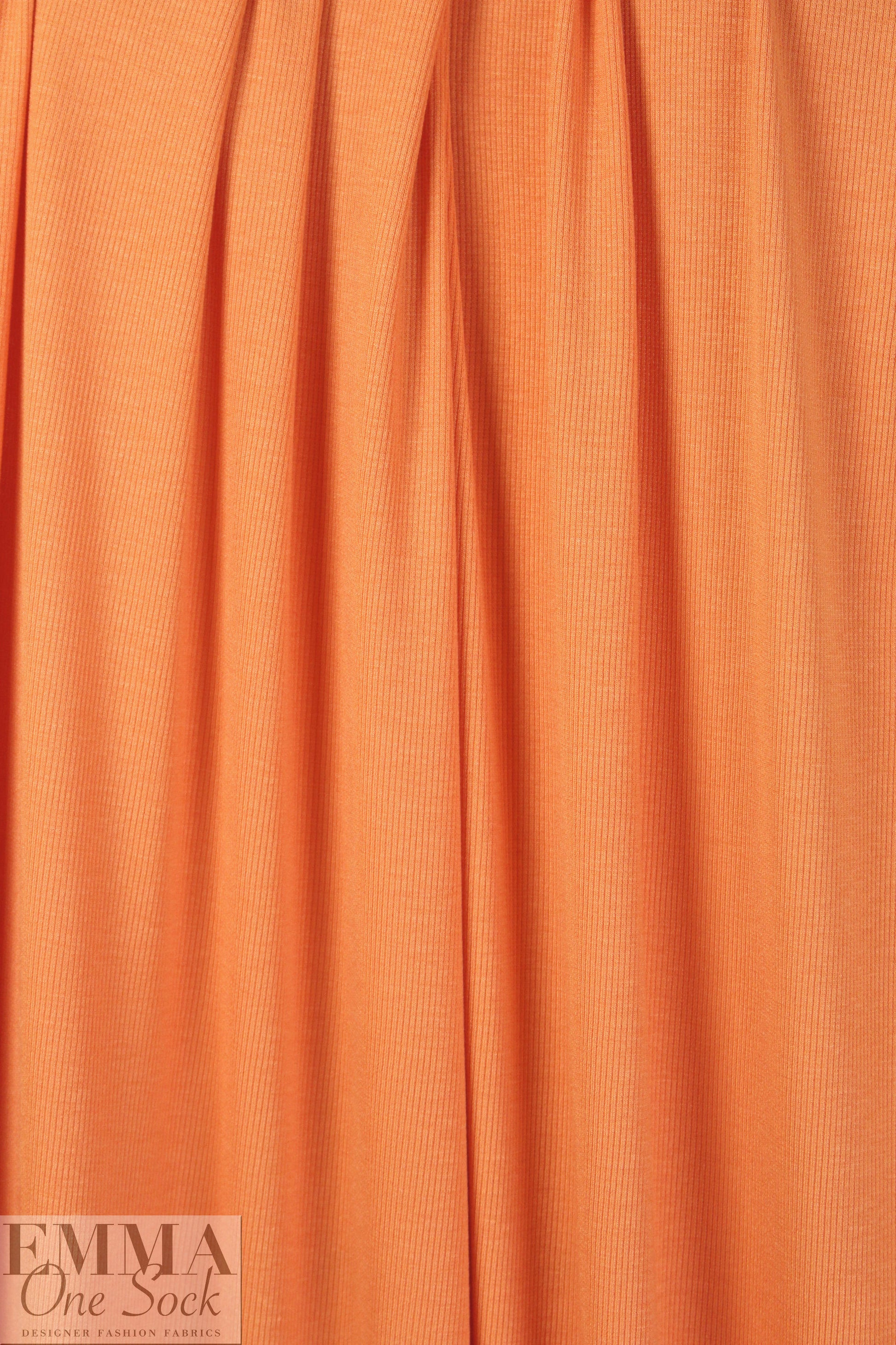 NY designer orange cotton 2x2 micro ribbed knit 1.5 yds