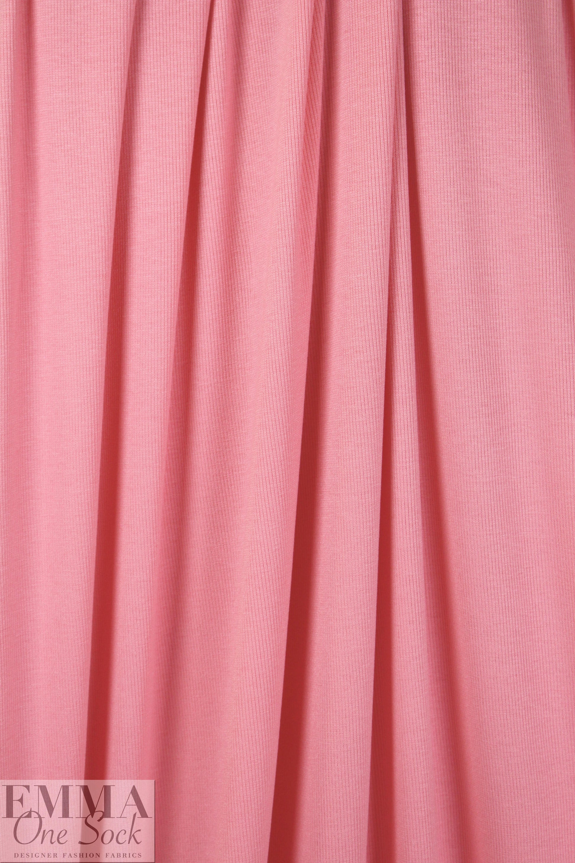 NY designer soft pink cotton 2x2 micro ribbed knit