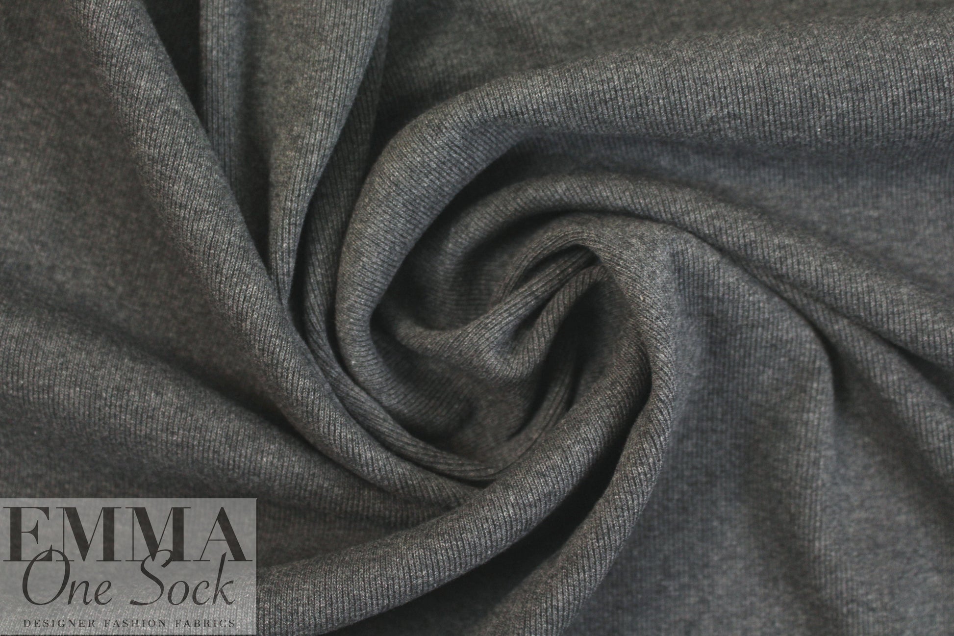 CA designer thick ribbed cotton knit - charcoal