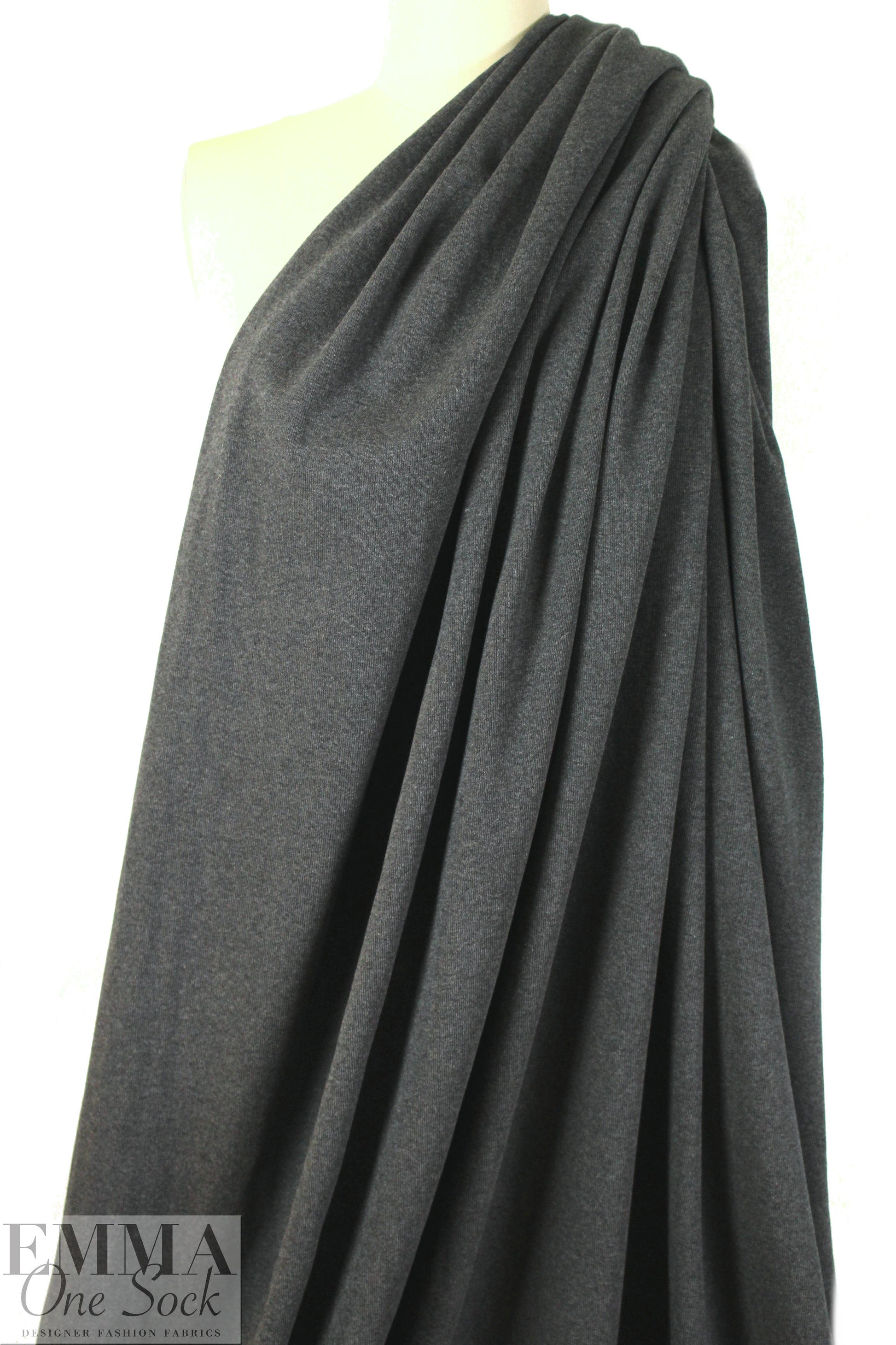 CA designer thick ribbed cotton knit - charcoal