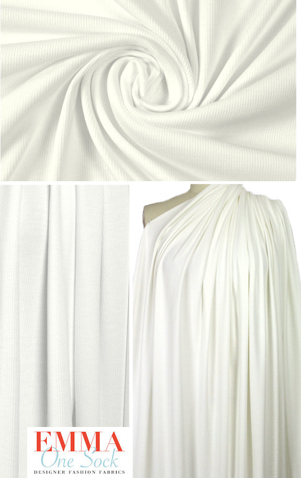 modal blend 2x2 micro ribbing knit - white