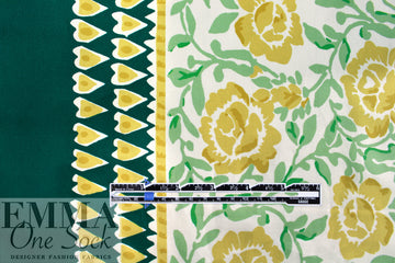 Italian 'yellow rose' cotton sateen border print .5 yds
