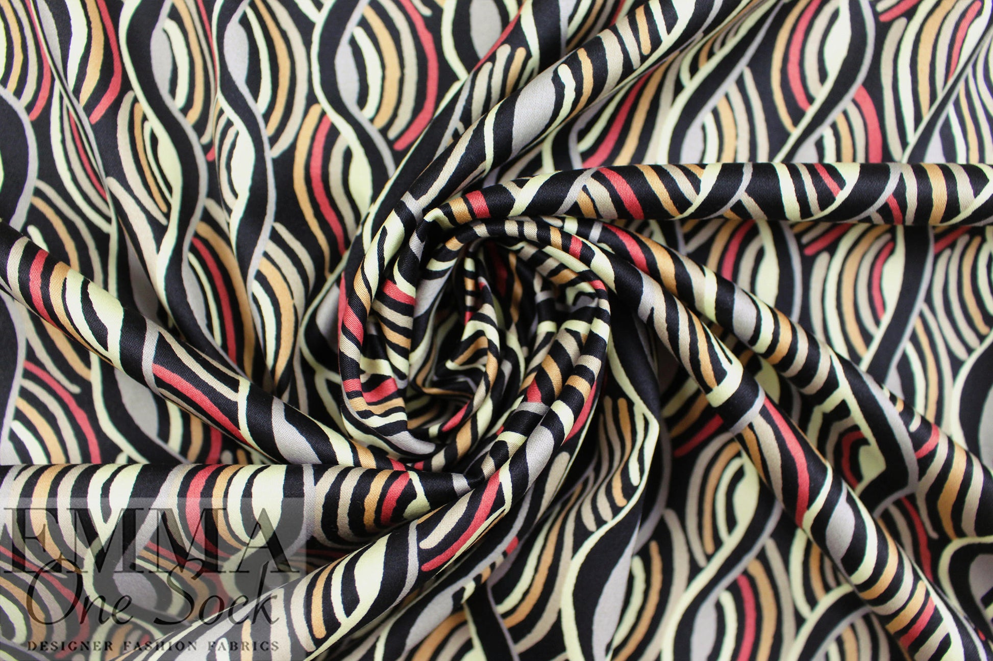 Italian 'sound waves' stretch cotton sateen 1.25 yds