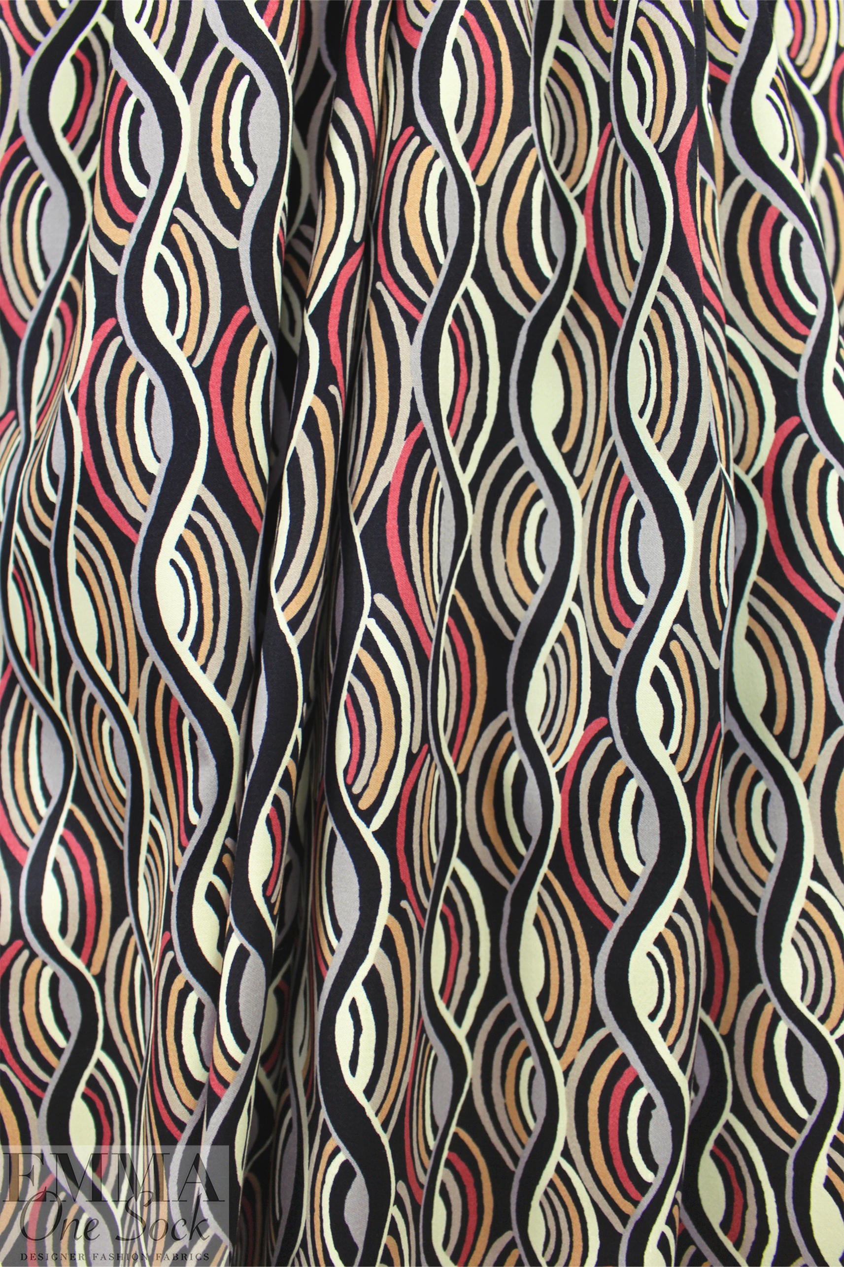 Italian 'sound waves' stretch cotton sateen 1.25 yds