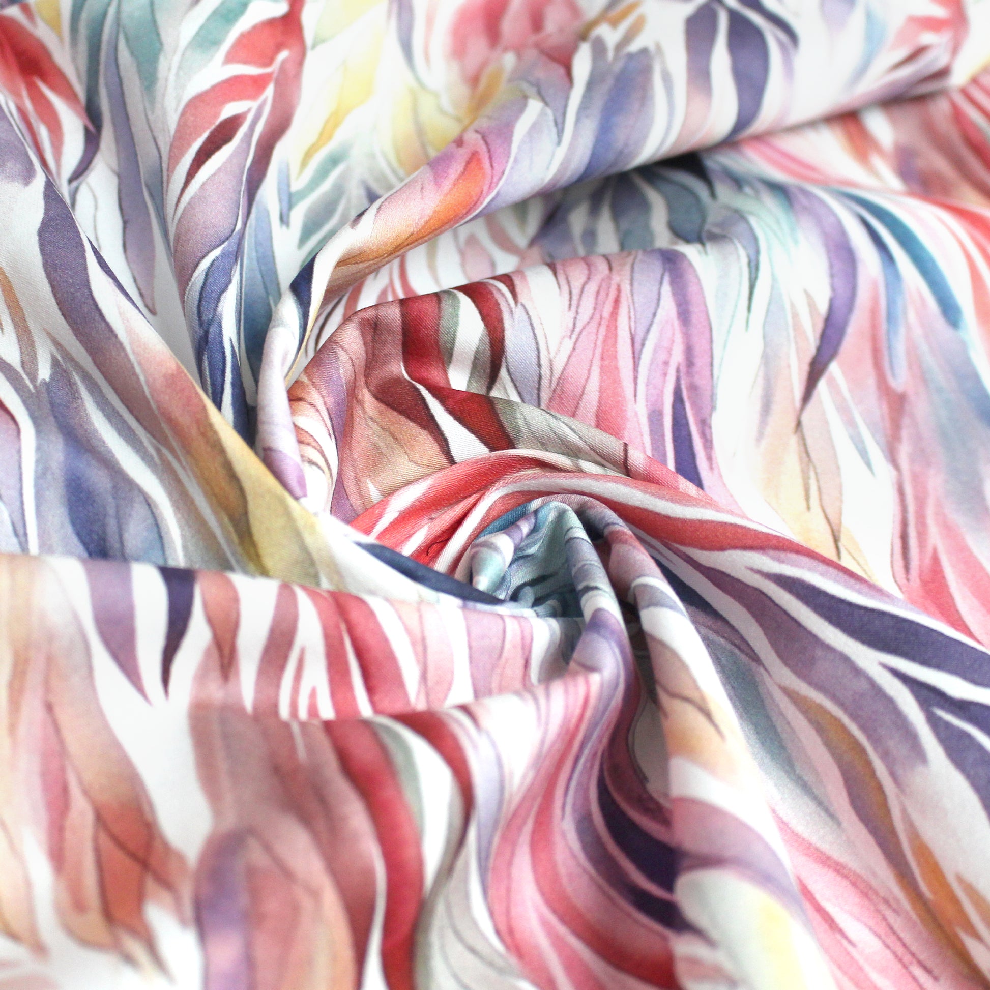 'aquarelle leaves' stretch cotton sateen