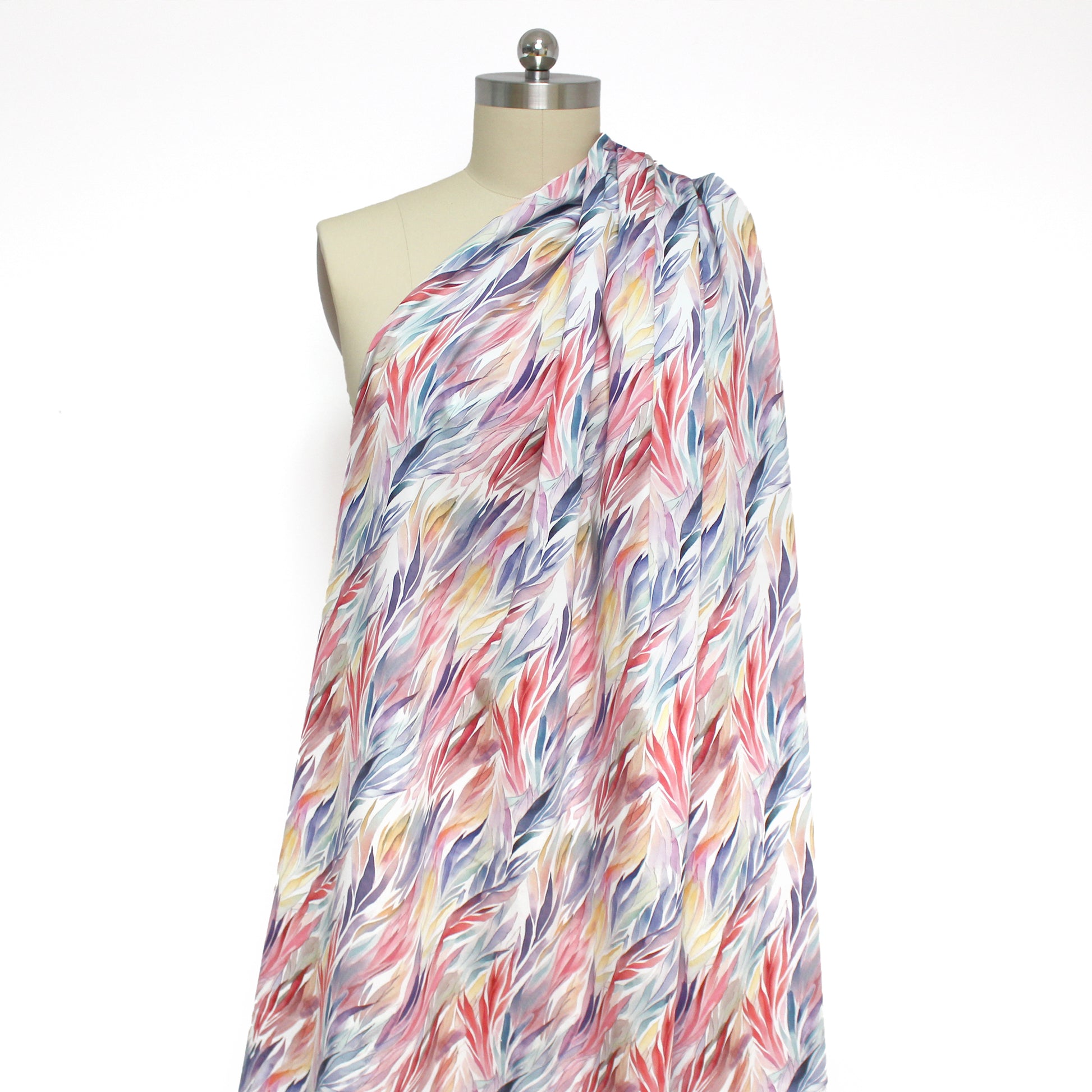 'aquarelle leaves' stretch cotton sateen