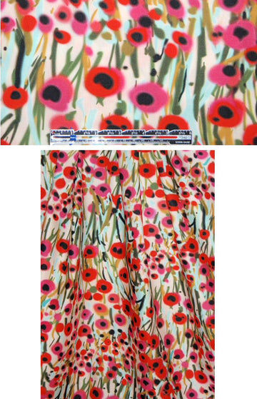 Mi11y poppy flowers print cotton sateen woven 2 yds