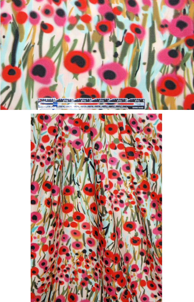 Mi11y poppy flowers print cotton woven 1 yard