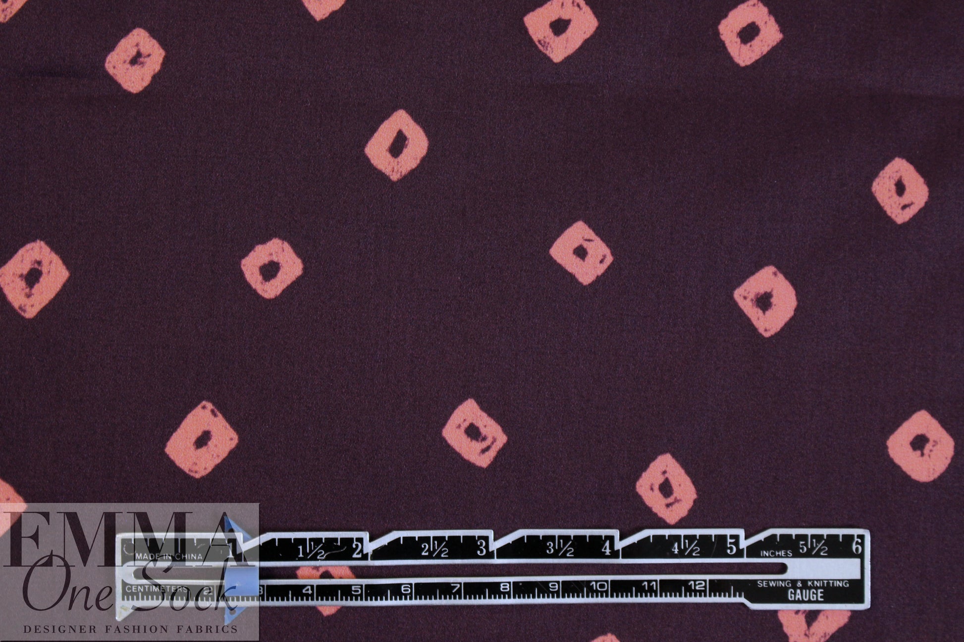NY designer deep plum/coral diamond cotton sateen
