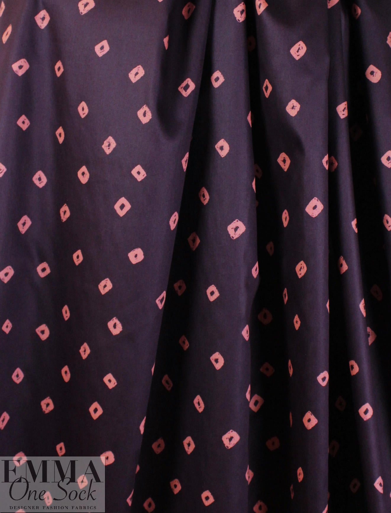 NY designer deep plum/coral diamond cotton sateen
