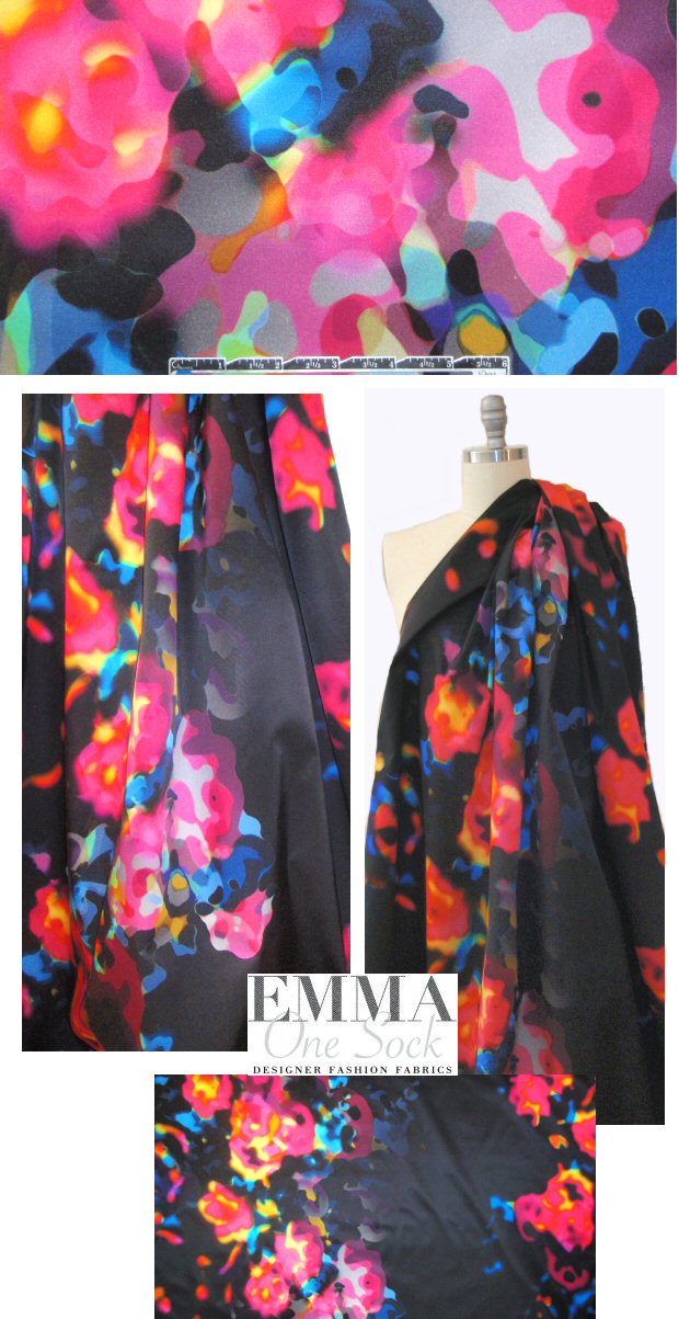 Mi11y technicolor abstract cotton/spandex sateen