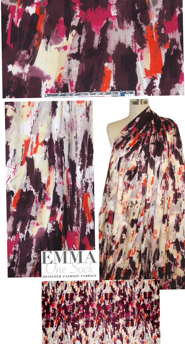 Italian painterly abstract cotton/spandex sateen