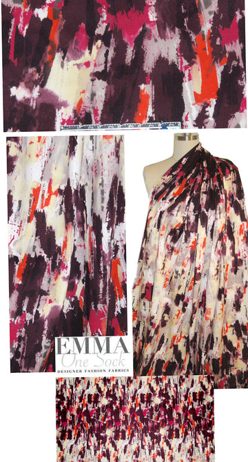 Italian painterly abstract cotton/spandex sateen