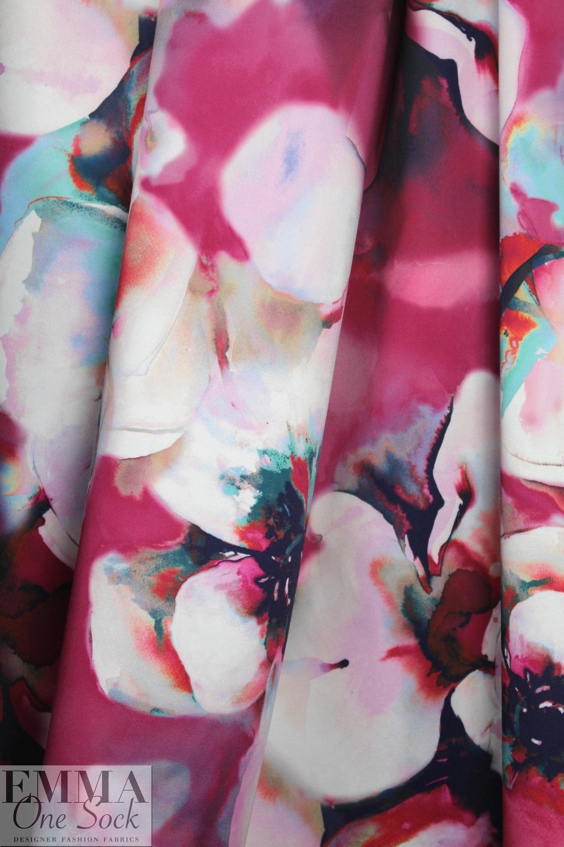 Italian 'artist's floral study' cotton sateen 1.66 yds