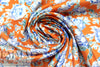 cotton satin lawn - tangerine botanical 1.625 yd