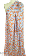 cotton satin lawn - tangerine botanical 1.625 yd