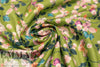 cotton satin lawn - blossoms on peridot .75 yds