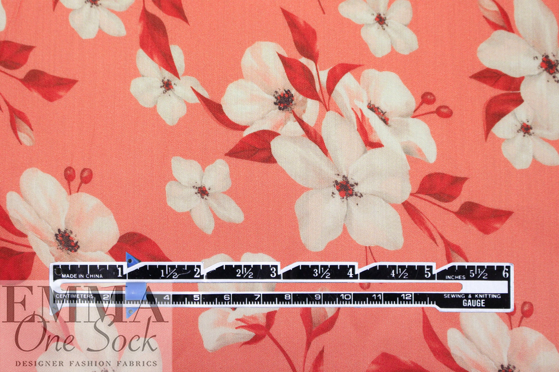 cotton satin lawn - coral blossoms 1.5 yd