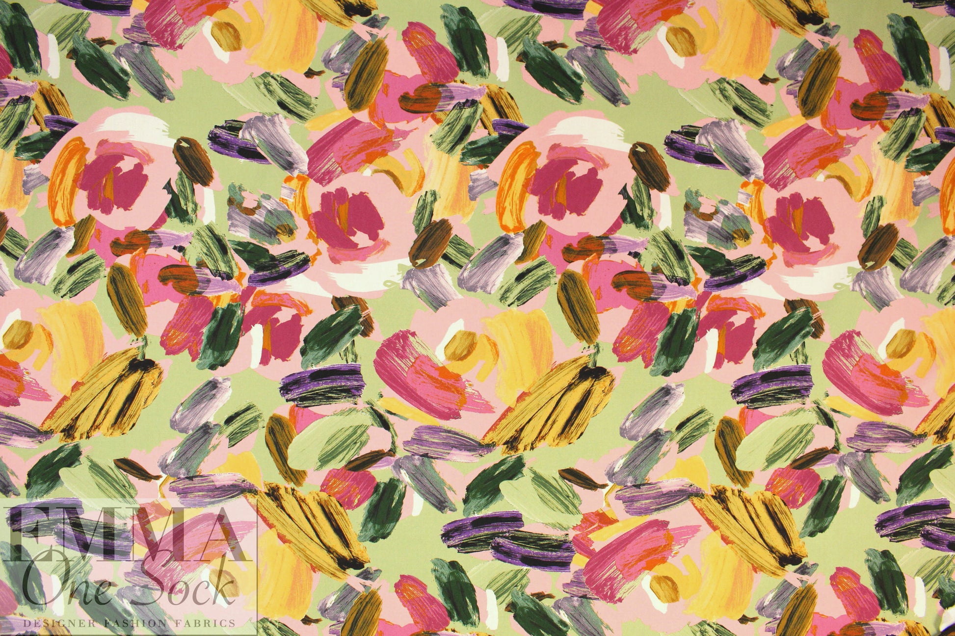 Italian 'painterly brushstrokes' cotton stretch woven