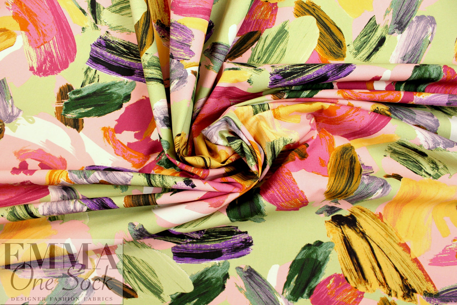 Italian 'painterly brushstrokes' cotton stretch woven