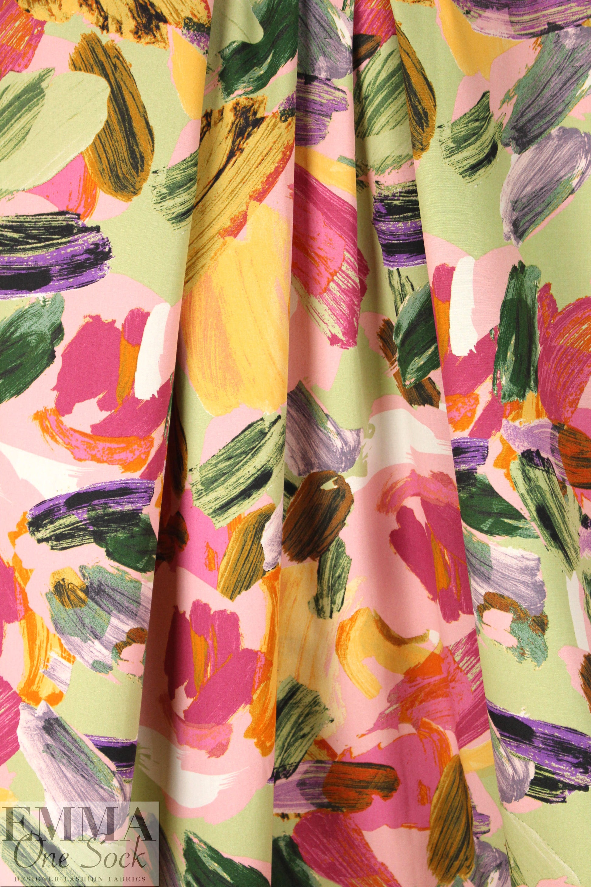 Italian 'painterly brushstrokes' cotton stretch woven