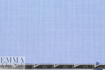 Italian blue micro-plaid yarn-dyed cotton shirting