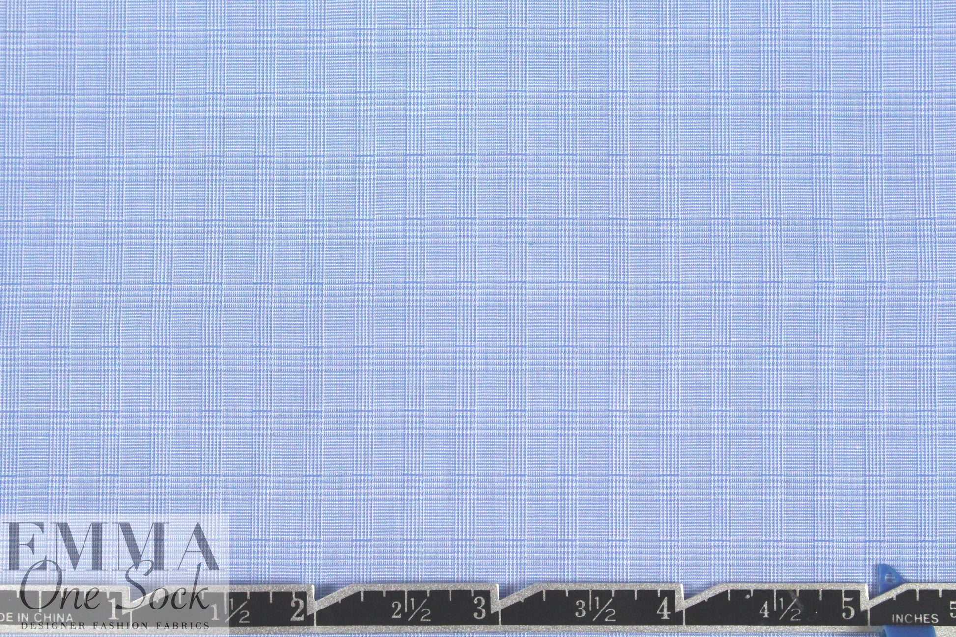 Italian blue micro-plaid yarn-dyed cotton shirting 1.875 yds