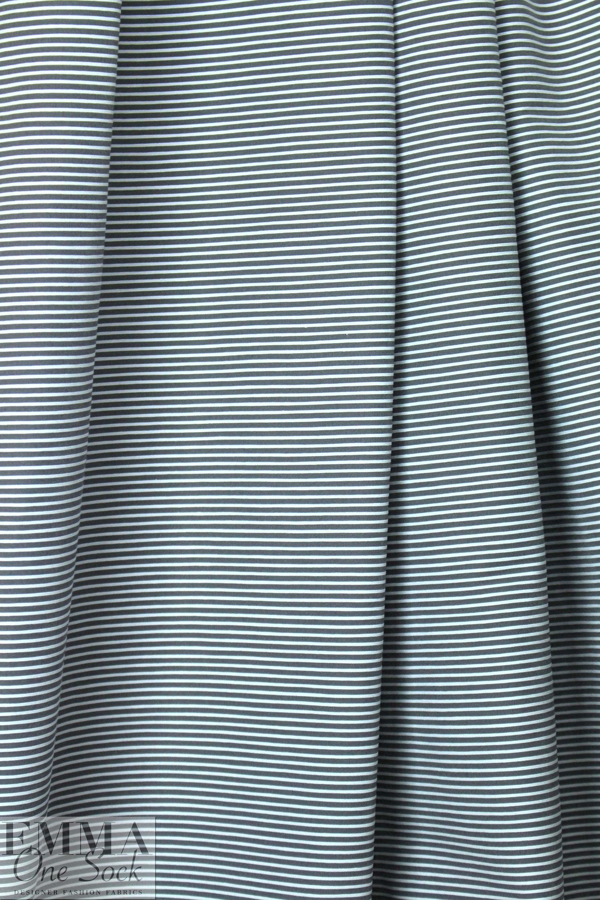 Italian cotton blend stretch textured gray bengaline stripe 2.5 yd