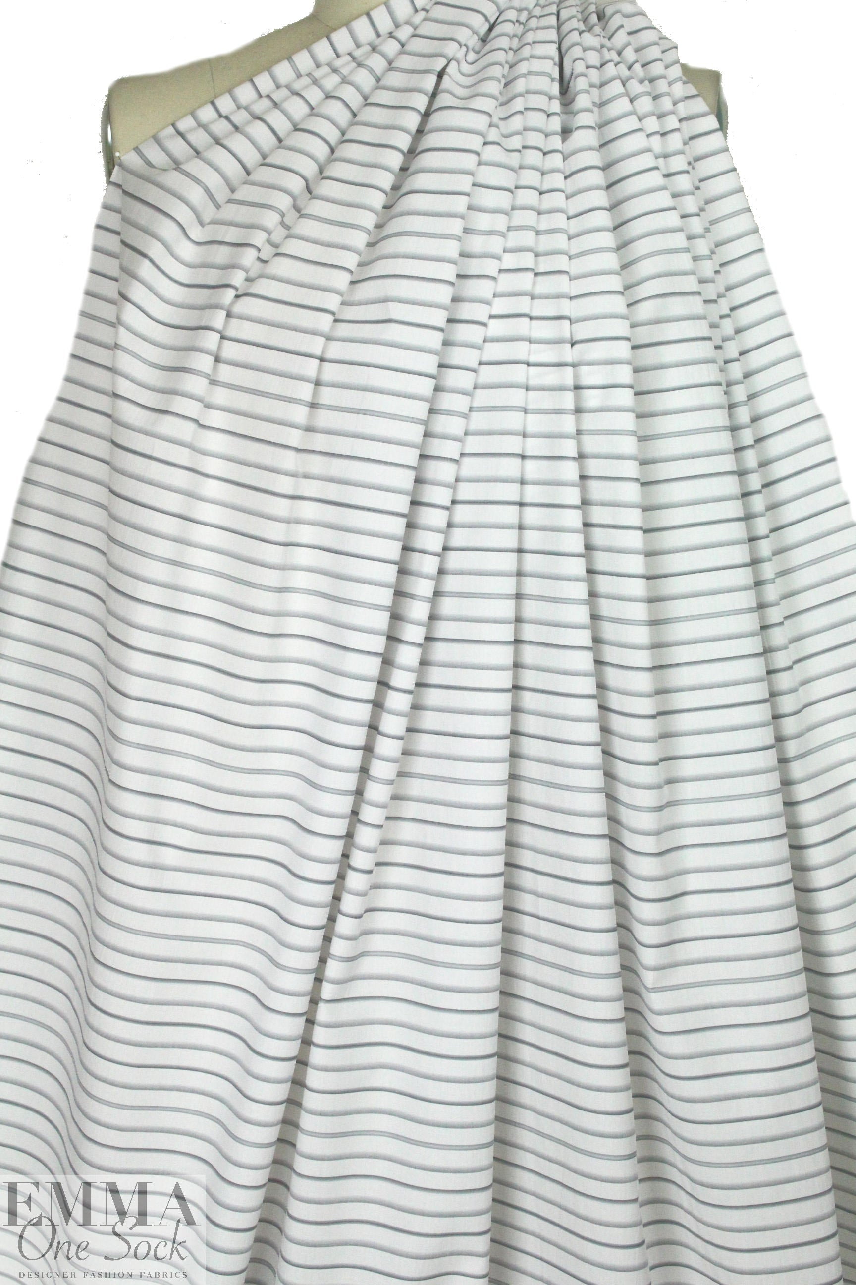 Italian gray ombre' stripe yarn-dyed cotton shirting 1 yard
