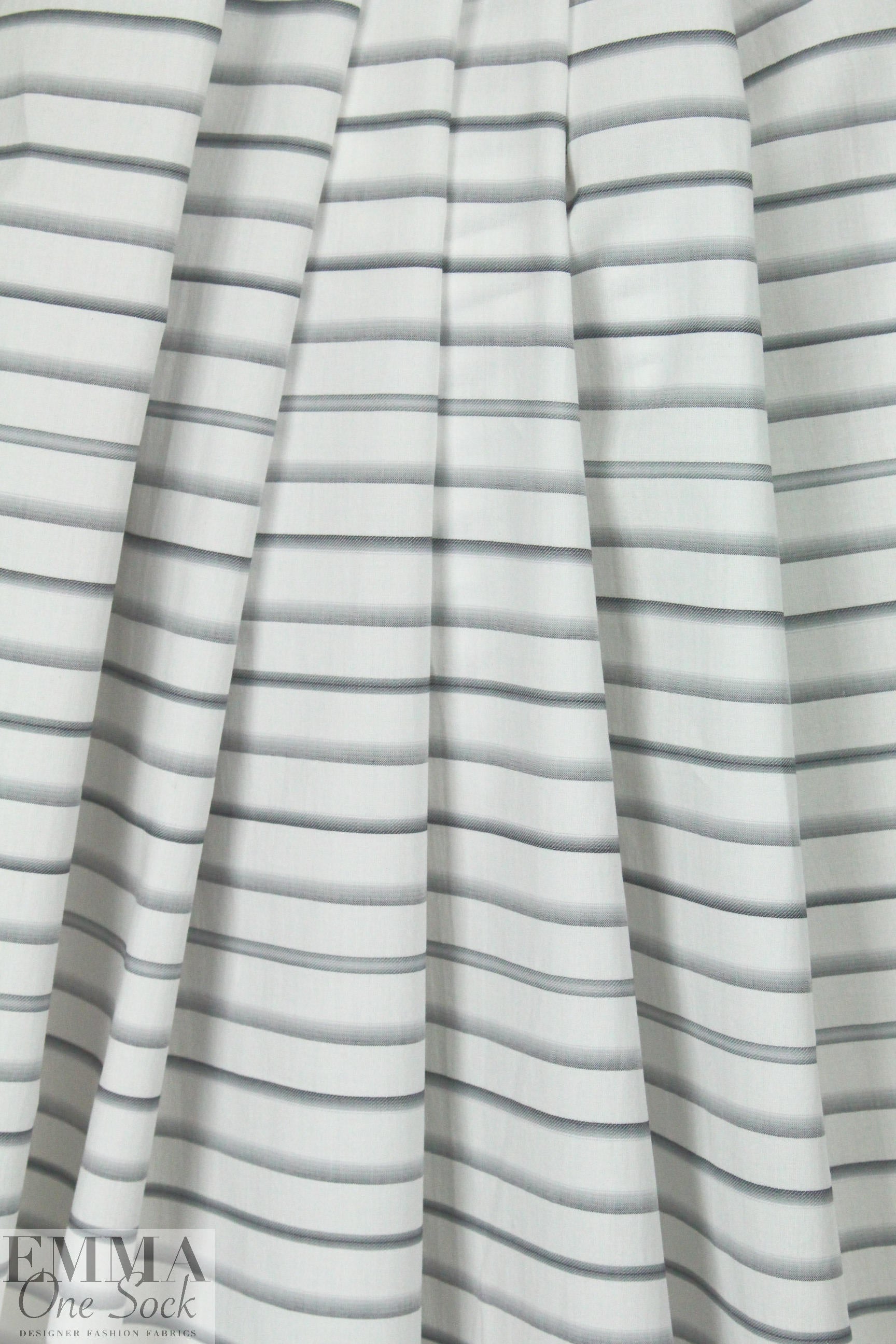 Italian gray ombre' stripe yarn-dyed cotton shirting