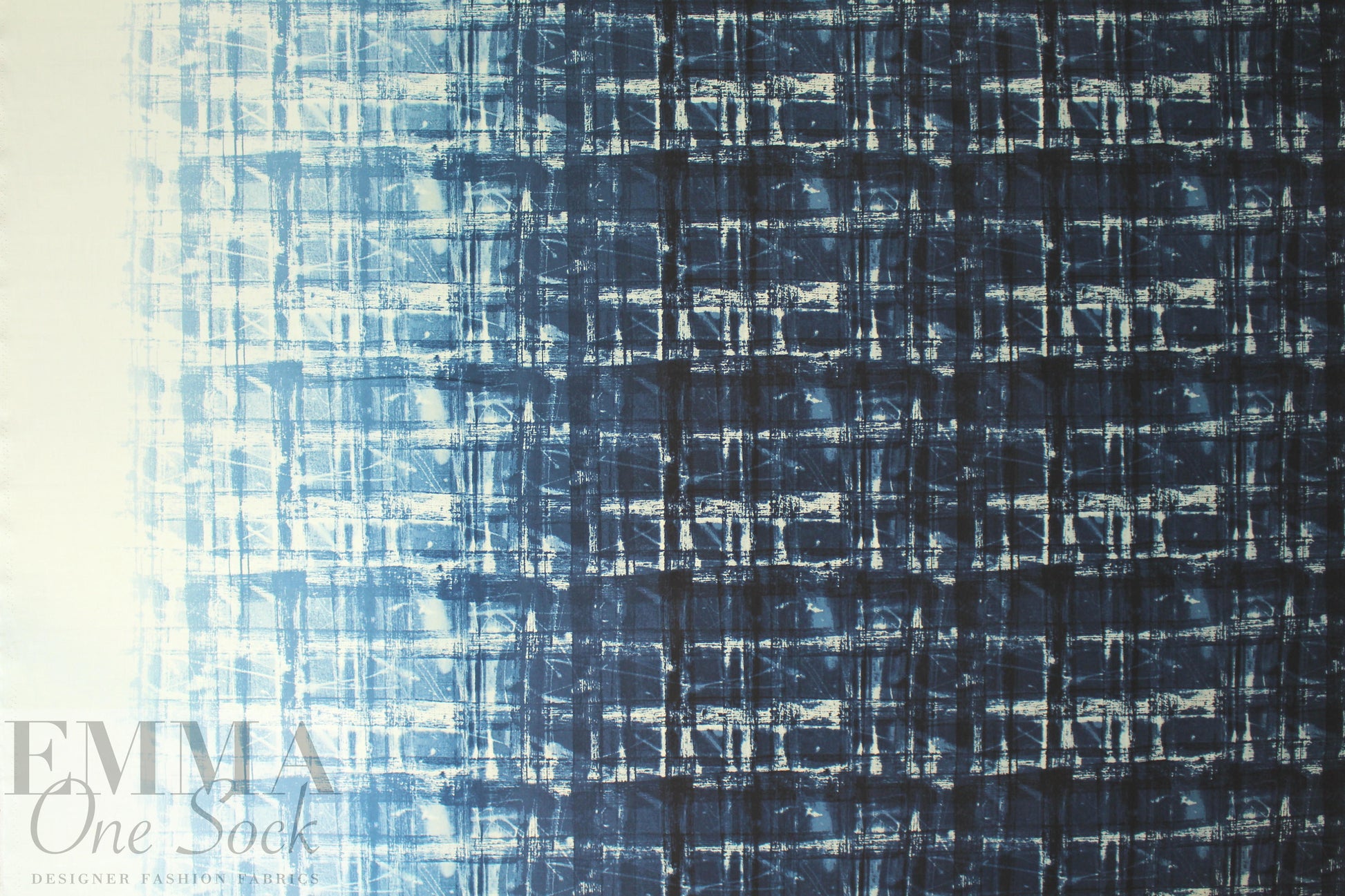 NY designer edgy blue ombre cotton shirting