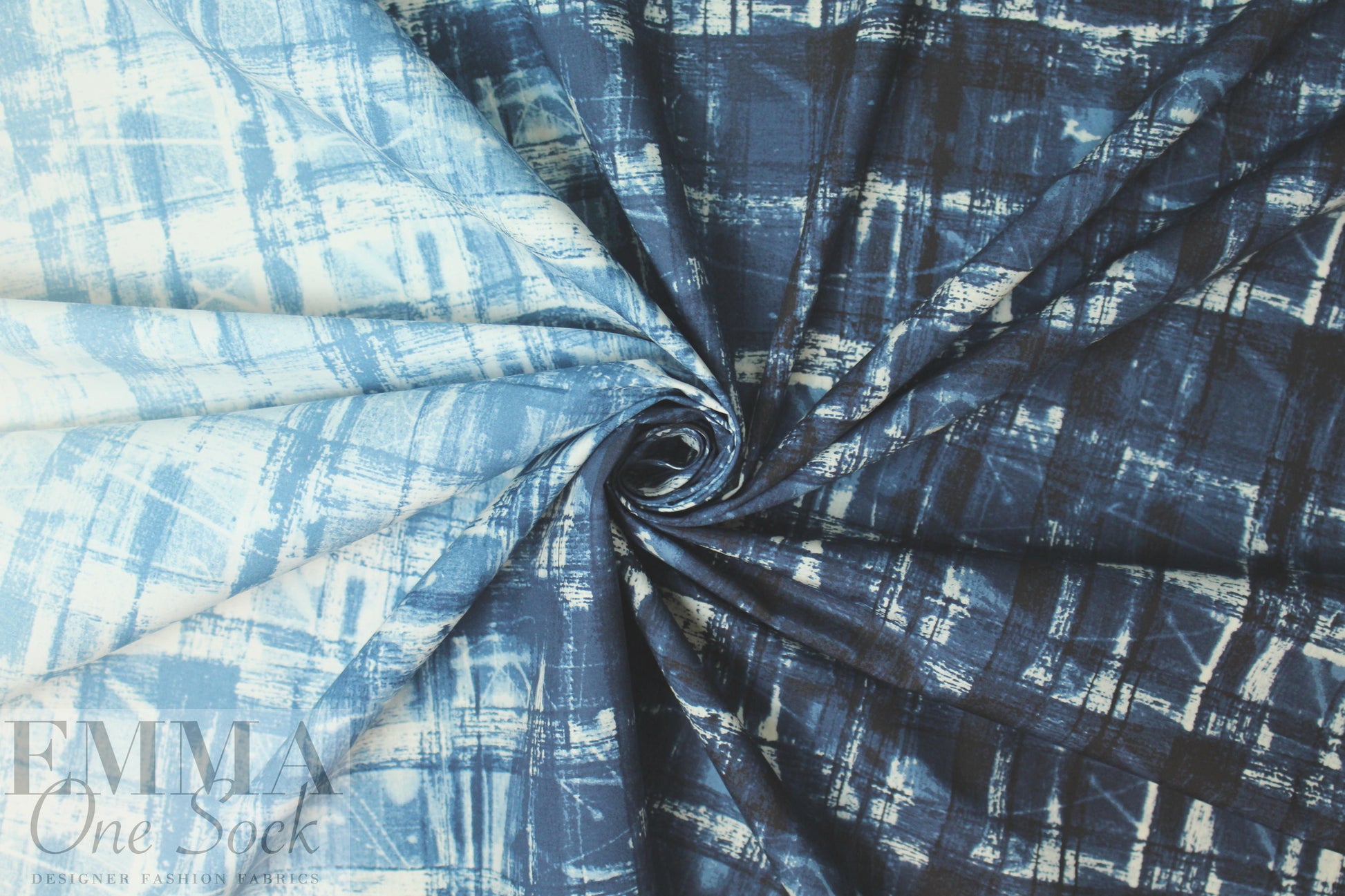 NY designer edgy blue ombre cotton shirting 1.125 yds