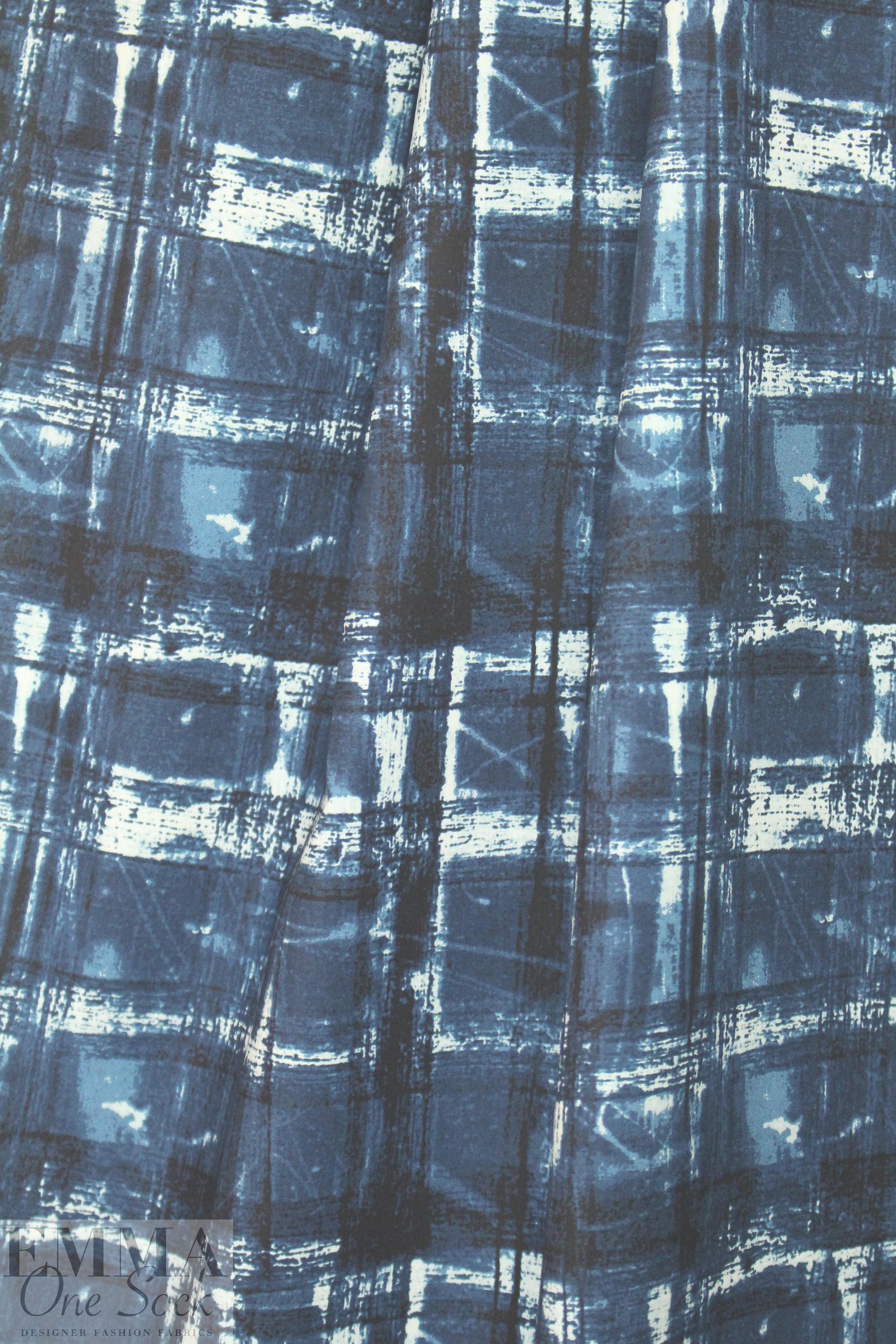 NY designer edgy blue ombre cotton shirting