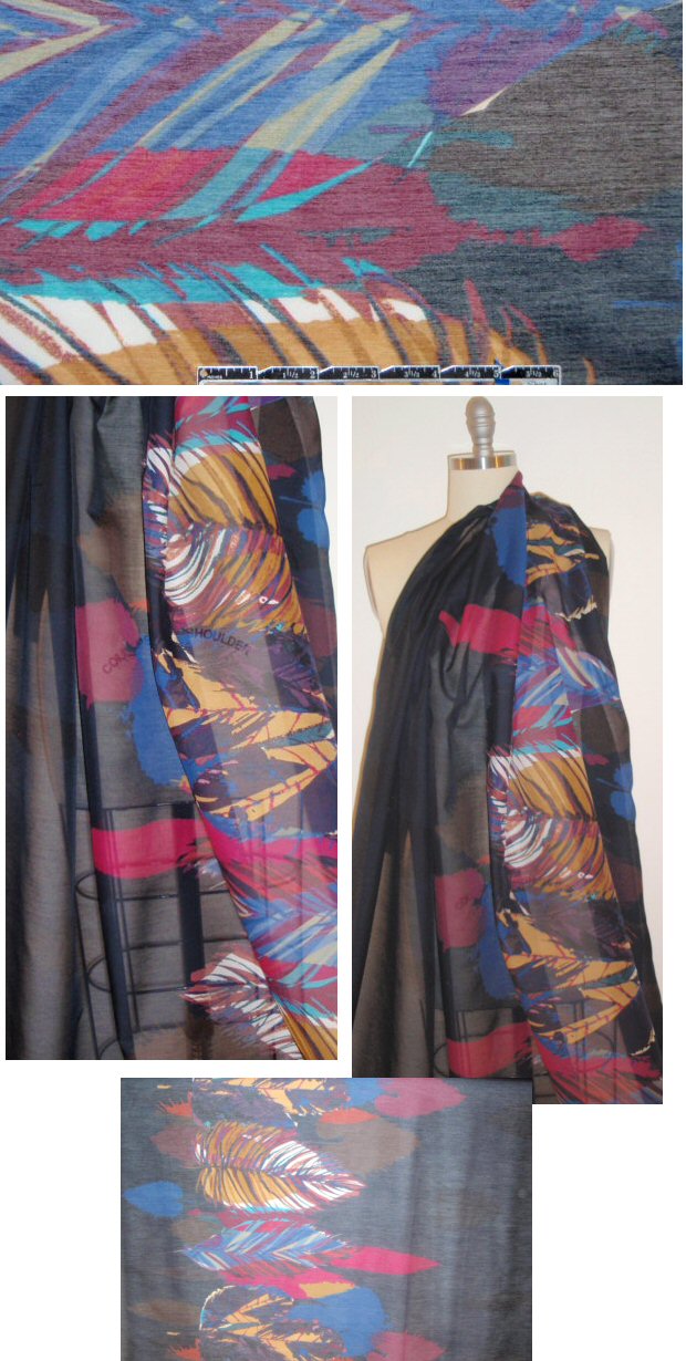 Italian leafy border design silk/cotton voile