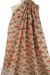 Italian graphic 'plaid' cotton/silk voile - salmon/earth