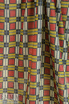 Italian graphic 'plaid' cotton/silk voile - licorice/brick *FLAW* 1.75 yds