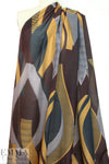 Italian cubist waves silk/cotton voile - honey mustard/pine